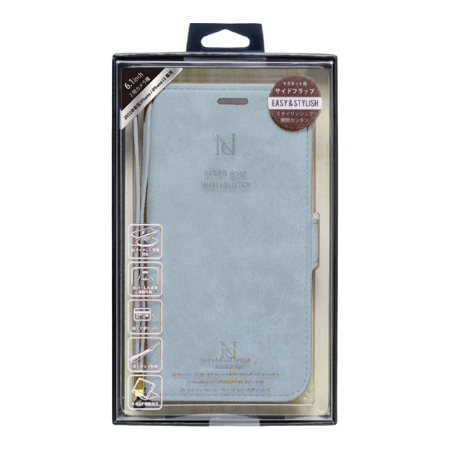 【iPhone14/13 ケース】手帳型ケース Style Natural (Blue Gray)サブ画像