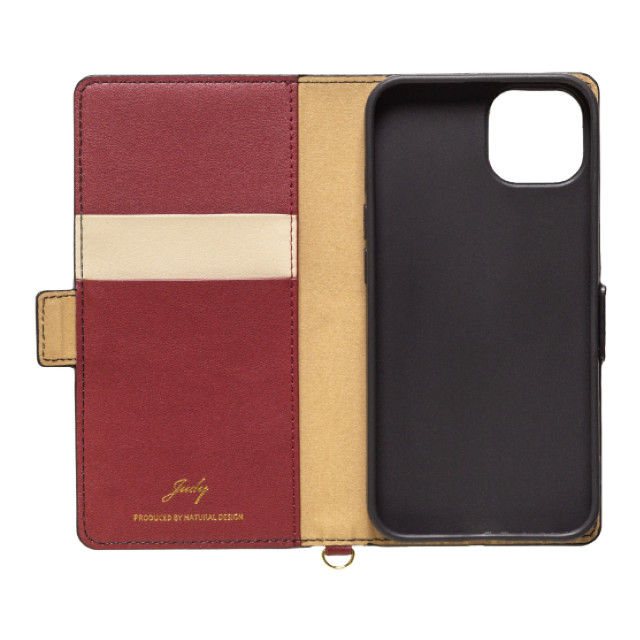 【iPhone14/13 ケース】手帳型ケース JUDY (Beige × Wine red)サブ画像