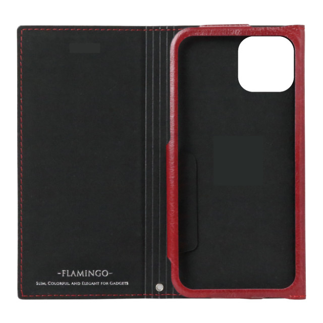 【iPhone14/13 ケース】手帳型ケース FLAMINGO Carbon (Black×Red)サブ画像