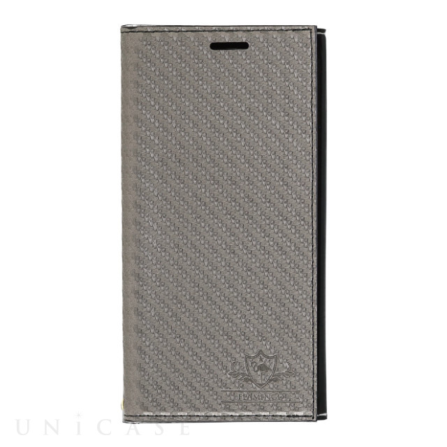 【iPhone14/13 ケース】手帳型ケース FLAMINGO Carbon (Gray×Black)