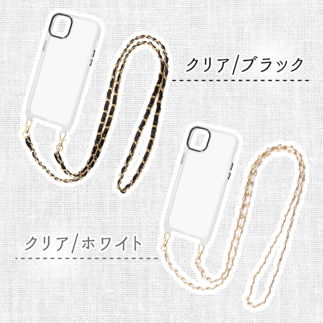 【iPhone14 Plus ケース】ハイブリッドケース ショルダーストラップ付 (クリア/ブラック)goods_nameサブ画像