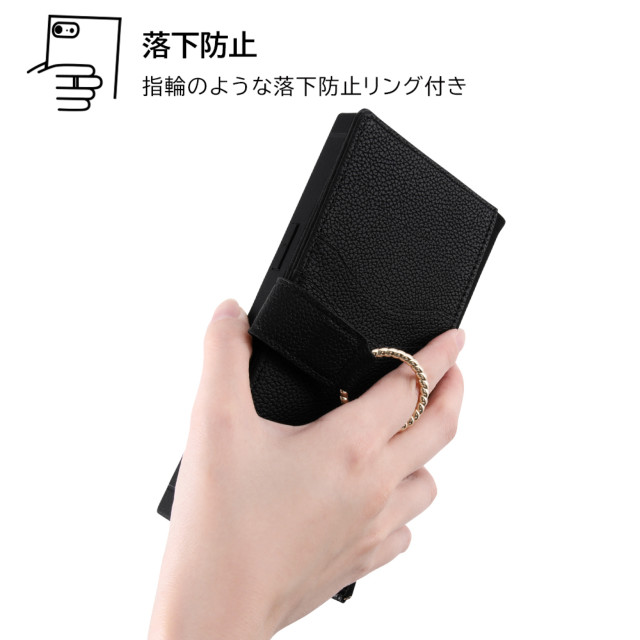 【iPhone14 Plus ケース】耐衝撃 手帳型レザーケース  KAKU Ring (ブラック)goods_nameサブ画像