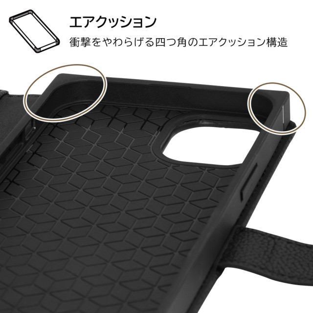 【iPhone14 Plus ケース】耐衝撃 手帳型レザーケース  KAKU Ring (ブラック)goods_nameサブ画像