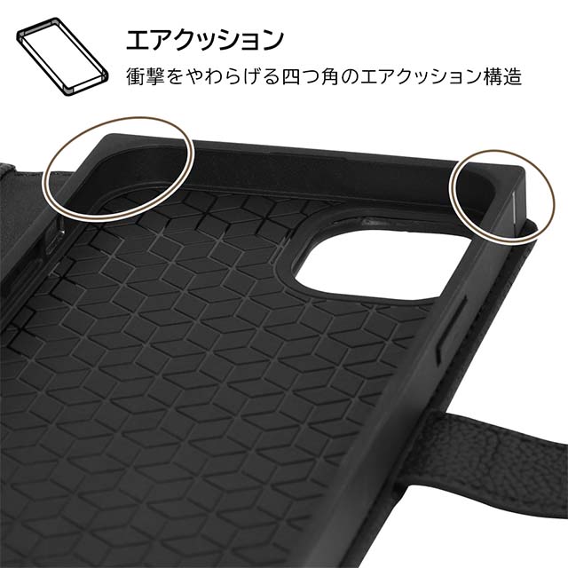 【iPhone14 Plus ケース】ディズニーキャラクター/耐衝撃 手帳型レザーケース  KAKU Ring (ミッキー_ミツマル/ブラック)サブ画像