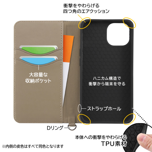 【iPhone14 Plus ケース】ディズニーキャラクター/耐衝撃 手帳型レザーケース Raffine (スティッチ_モノトーン)goods_nameサブ画像