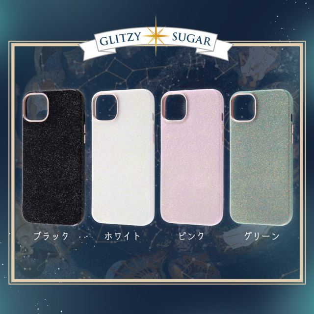 【iPhone14 Plus ケース】オープンレザーケース キラキラ GLITZY SUGAR (ホワイト)