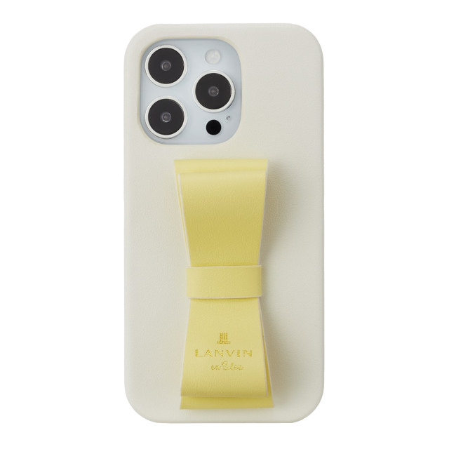 【iPhone14 Pro ケース】Slim Wrap Case Stand ＆ Ring Ribbon (Vintage White/Lemon Yellow)サブ画像