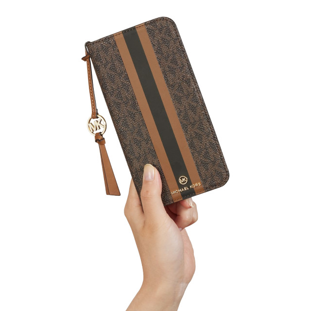 【iPhone14 ケース】Folio Case Stripe with Tassel Charm for MagSafe (Brown)サブ画像