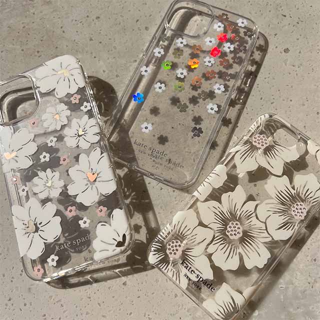 【iPhone14 Pro ケース】Protective Hardshell Case (Hollyhock Floral Clear/Cream with Stones)サブ画像