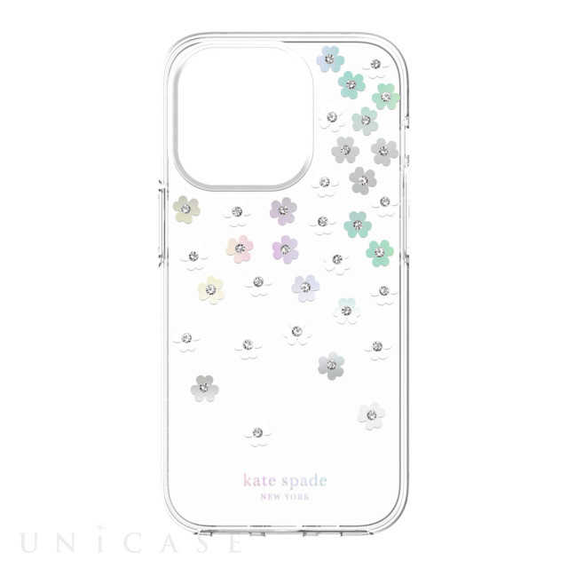 【iPhone14 Pro ケース】Protective Hardshell Case (Scattered Flowers/Iridescent/Clear/White/Gems)