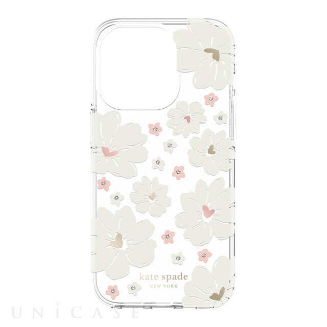 【iPhone14 Pro ケース】Protective Hardshell Case (Classic Peony/Cream/Rose Gold Foil/Gold Foil/Gems)