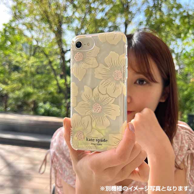 【iPhone14 Plus ケース】Protective Hardshell Case (Hollyhock Floral Clear/Cream with Stones)goods_nameサブ画像