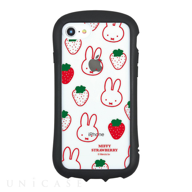 【iPhoneSE(第3/2世代)/8/7/6s/6 ケース】ミッフィー MIFFY STRAWBERRY ハイブリッドクリアケース (総柄)