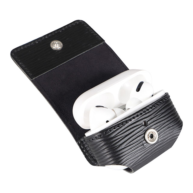 【AirPods Pro(第2世代) ケース】“Onda” Italian Leather Case (BLACK)goods_nameサブ画像