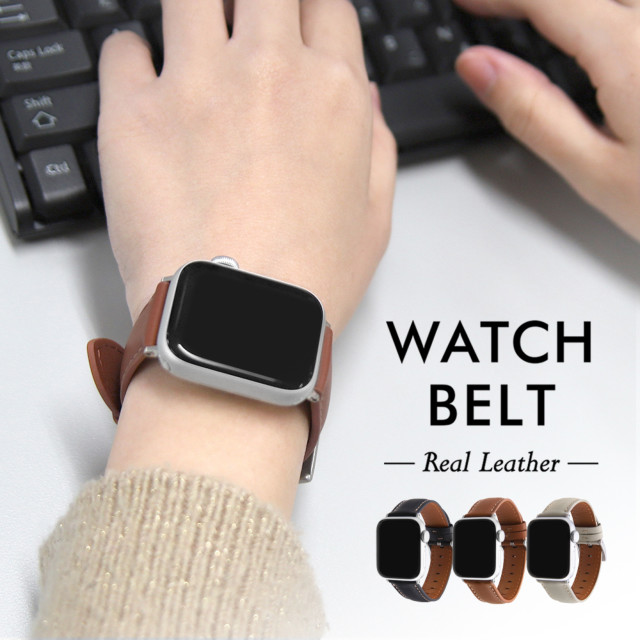 【Apple Watch バンド 41/40mm】本革レザーベルト バンド 20mm (ブラック) for Apple Watch SE(第2/1世代)/Series9/8/7サブ画像