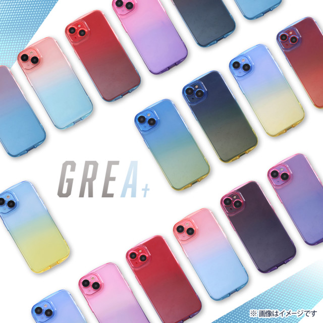 【iPhone14 Pro ケース】耐衝撃 TPUソフトケース グラデーション GREA (レッド/ブルー)