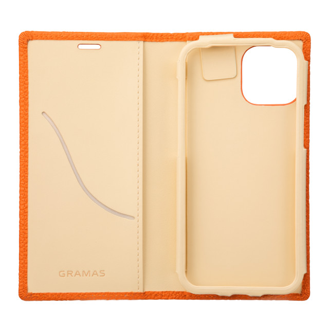 【アウトレット】【iPhone13 mini/12 mini ケース】German Shrunken-calf Genuine Leather Book Case (Orange)goods_nameサブ画像