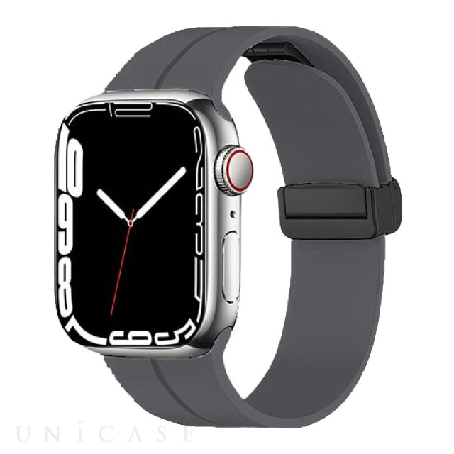 【Apple Watch バンド 49/45/44/42mm】シリコン-マグネバックル (ダークグレー) for Apple Watch Ultra2/1/SE(第2/1世代)/Series9/8/7/6/5/4/3/2/1