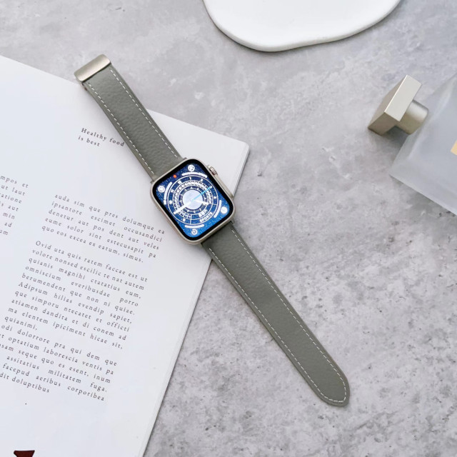 【Apple Watch バンド 41/40/38mm】本革マグネバックル (グレー) for Apple Watch SE(第2/1世代)/Series9/8/7/6/5/4/3/2/1サブ画像