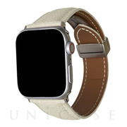 【Apple Watch バンド 41/40/38mm】本革マグネバックル (ホワイト) for Apple Watch SE(第2/1世代)/Series9/8/7/6/5/4/3/2/1