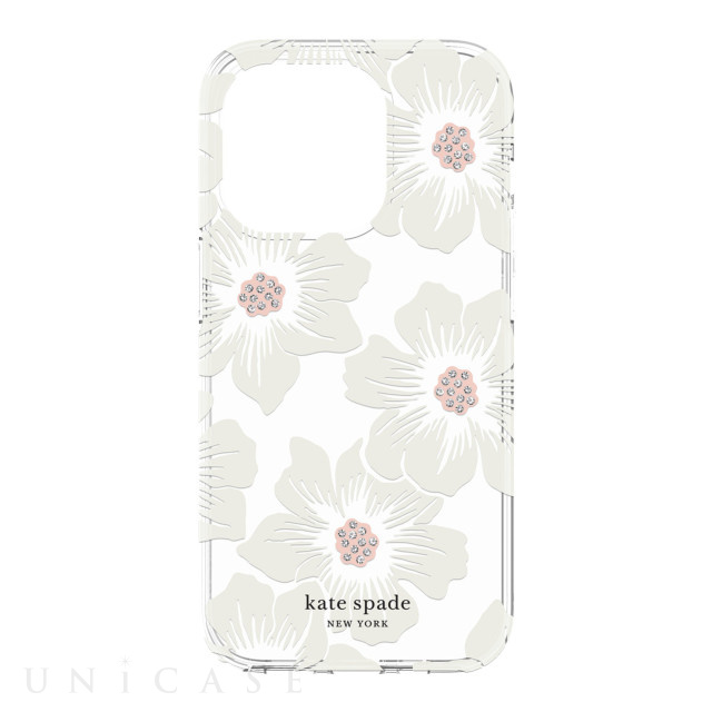 【アウトレット】【iPhone14 Pro ケース】Protective Hardshell Case (Hollyhock Floral Clear/Cream with Stones)