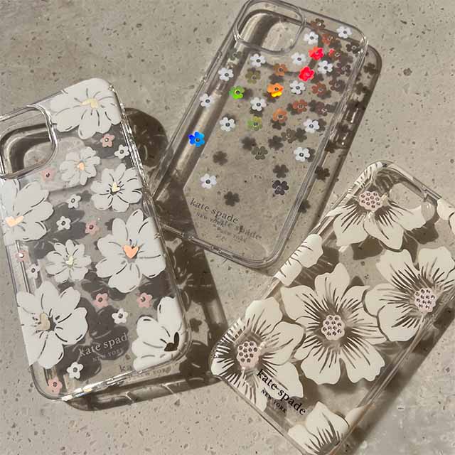 【アウトレット】【iPhone13 Pro Max ケース】Protective Hardshell Case (Hollyhock Floral Clear/Cream with Stones)サブ画像