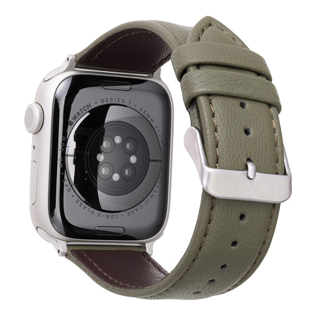 【Apple Watch バンド 49/45/44/42mm】”Lumiere” 強力撥水レザーバンド (カーキ) for Apple Watch Ultra2/1/SE(第2/1世代)/Series9/8/7/6/5/4/3/2/1サブ画像