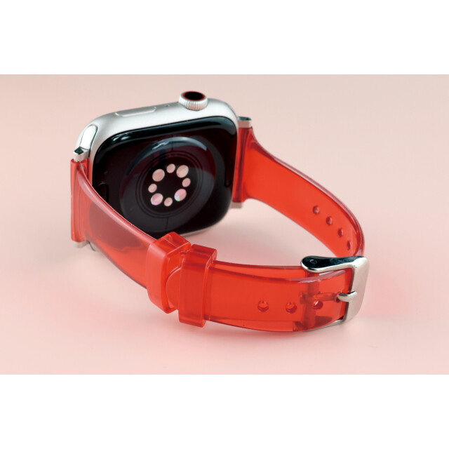 【Apple Watch バンド 49/45/44/42mm】クリアスリムベルト(025) オレンジ  Ultra2/1/SE(第2/1世代)/Series9/8/7/6/5/4/3/2/1