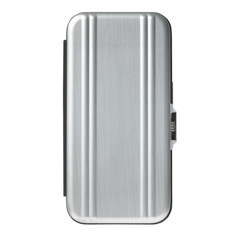 【iPhone15 Pro ケース】ZERO HALLIBURTON Hybrid Shockproof Flip Case (Matte Silver)