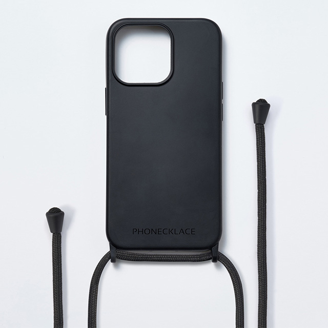 【iPhone15 Pro ケース】ストラップホール付きシリコンケース＋Rope Strap (ブラック)サブ画像