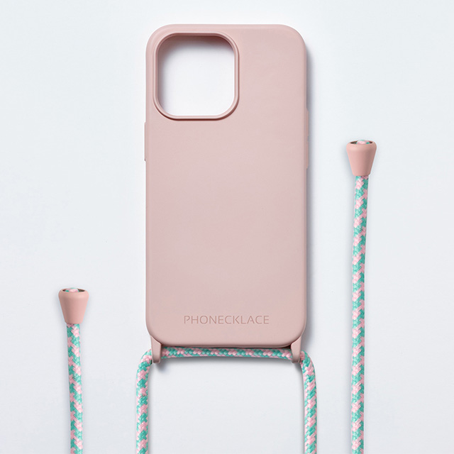 【iPhone15 Pro ケース】ストラップホール付きシリコンケース＋Rope Strap (パウダーピンク)サブ画像