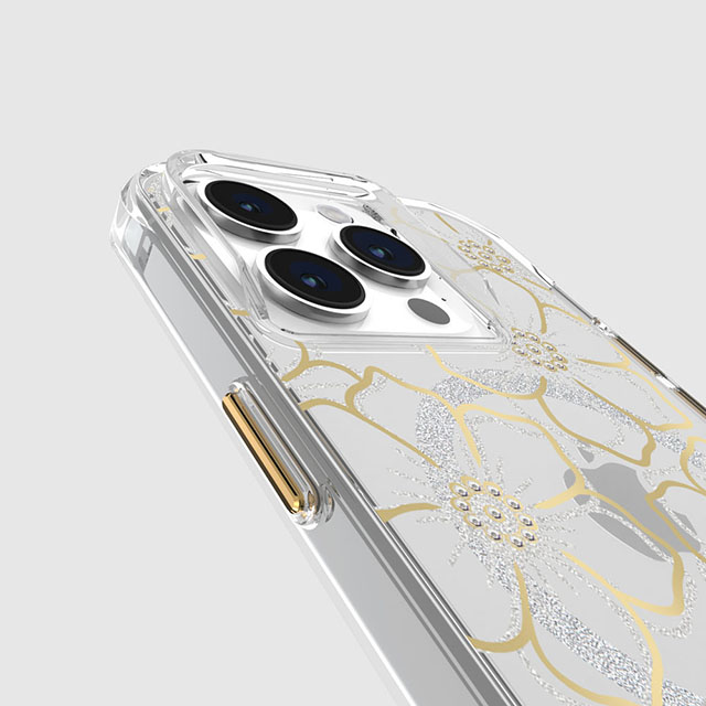 【iPhone15 Pro ケース】MagSafe対応 抗菌 リサイクル材料 Floral Gems (Gold)サブ画像