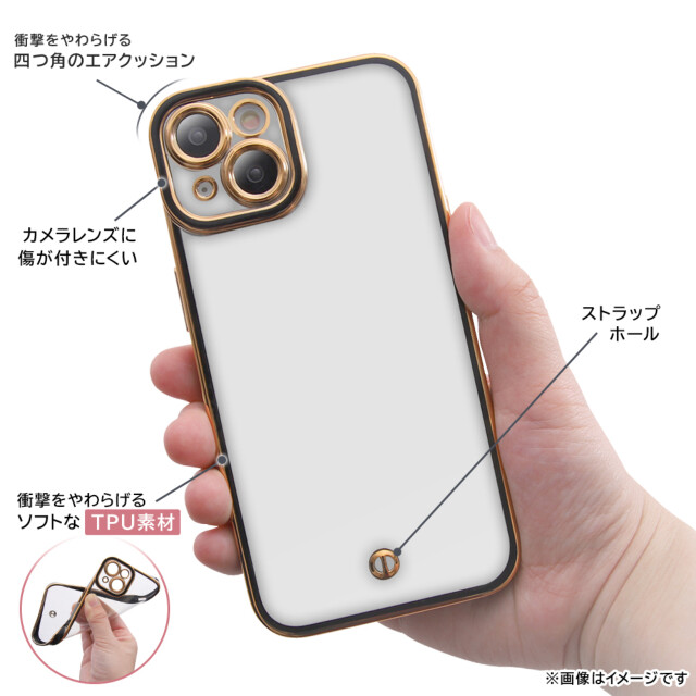 【iPhone15 ケース】TPUソフトケース メタリック LUSTANT (グリーン/ゴールド)サブ画像