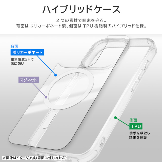 【iPhone15 Pro Max ケース】耐衝撃 ハイブリッドケース MagSafe マグネット式アクセサリー対応 (クリア)サブ画像