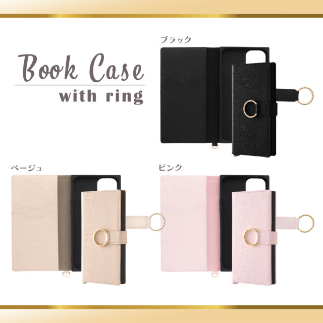 【iPhone15 Plus ケース】耐衝撃 手帳型レザーケース KAKU Ring (ピンク)サブ画像