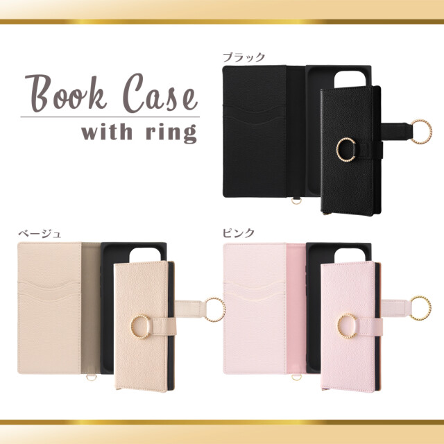 【iPhone15 Pro Max ケース】耐衝撃 手帳型レザーケース KAKU Ring (ブラック)goods_nameサブ画像