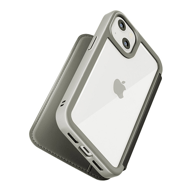 【iPhone15 ケース】ガラスフリップケース (グレー)goods_nameサブ画像