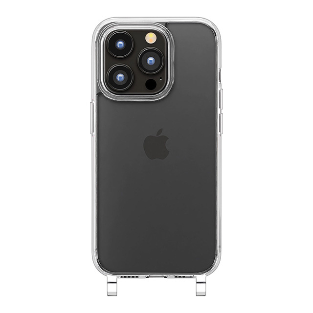 【iPhone15 Pro ケース】ショルダーストラップホール付クリアハイブリッドケース (クリア)