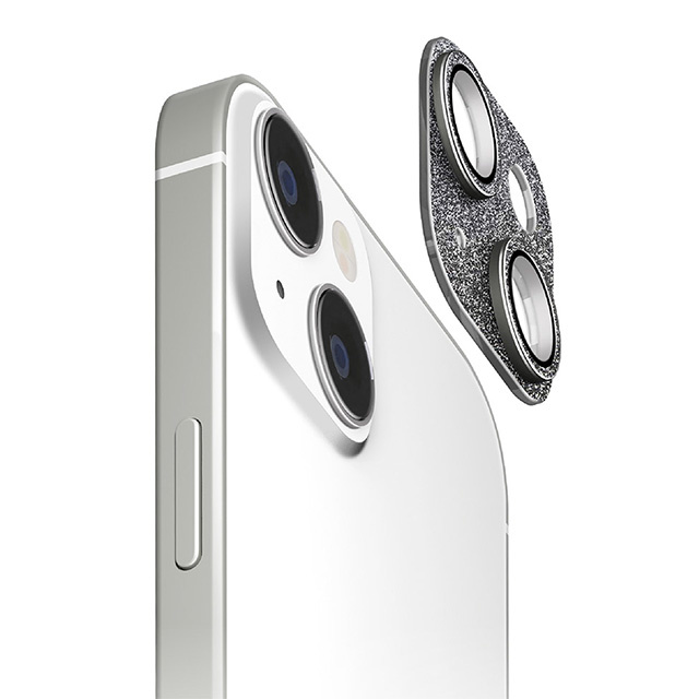 【iPhone15/15 Plus フィルム】カメラフルプロテクター (グリッター/ラメブラック)