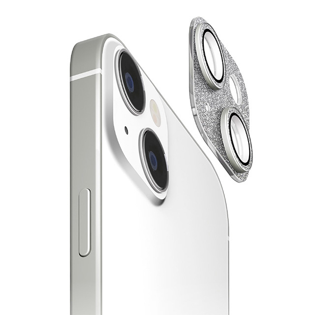 【iPhone15/15 Plus フィルム】カメラフルプロテクター (グリッター/ラメシルバー)