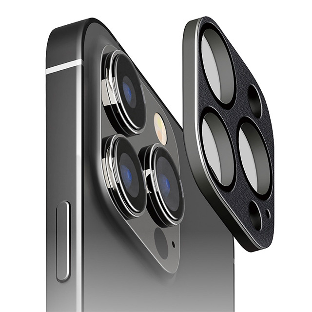 【iPhone15 Pro/15 Pro Max フィルム】カメラフルプロテクター (PVCレザー/ブラック)