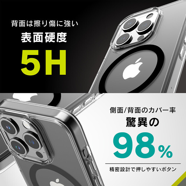 【iPhone15 Pro Max ケース】MagSafe対応 ハイブリッドクリアケース (ブラックリング)サブ画像