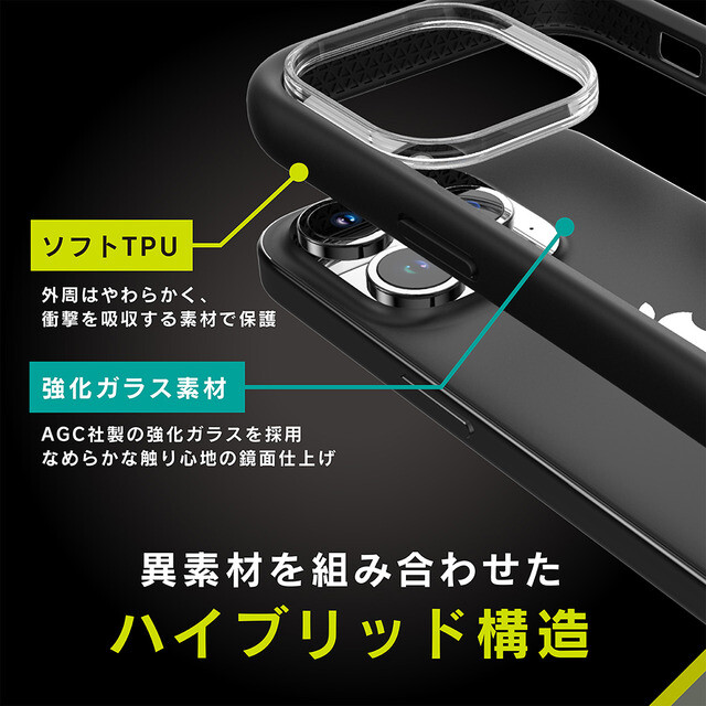 【iPhone15 Pro Max ケース】[GLASSICA Round] 耐衝撃 背面ガラスケース (ブラック)サブ画像