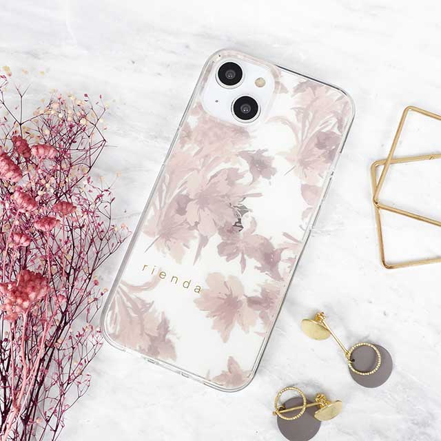 【iPhone15 ケース】rienda TPUクリアケース (Dress Flower/くすみピンク)goods_nameサブ画像