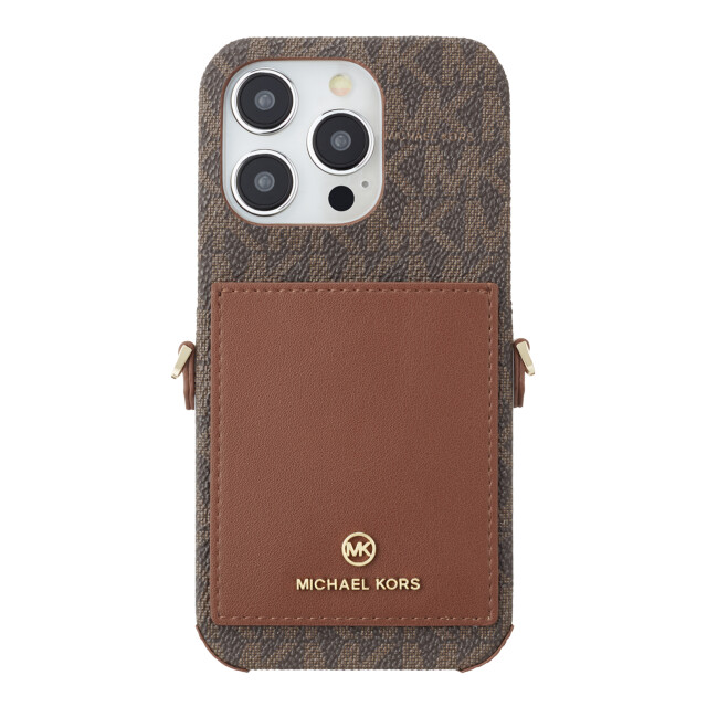 iPhone15 Pro ケース】Wrap Case Pocket with Strap (Brown) MICHAEL