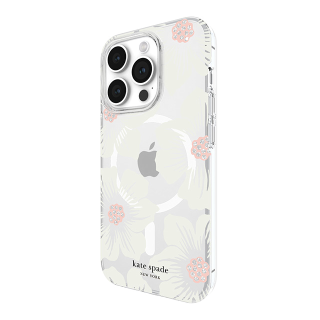 【iPhone15 Pro ケース】Protective Hardshell Case for MagSafe (Hollyhock Cream/Blush/Translucent White/Glitter Flower Centers/Black Logo)goods_nameサブ画像