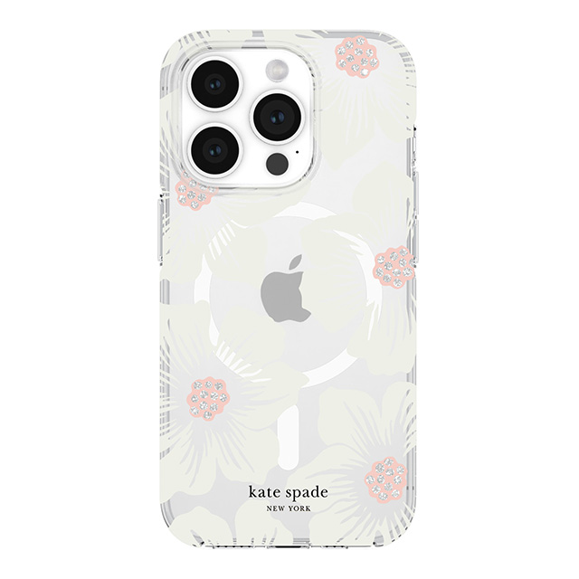 【iPhone15 Pro ケース】Protective Hardshell Case for MagSafe (Hollyhock Cream/Blush/Translucent White/Glitter Flower Centers/Black Logo)goods_nameサブ画像