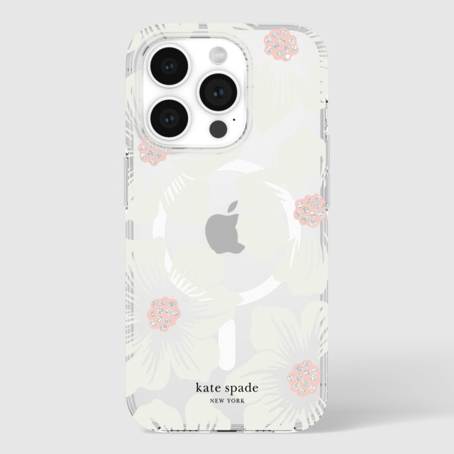 【iPhone15 Pro ケース】Protective Hardshell Case for MagSafe (Hollyhock Cream/Blush/Translucent White/Glitter Flower Centers/Black Logo)goods_nameサブ画像