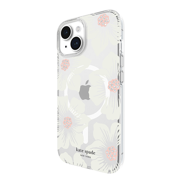 【iPhone15/14/13 ケース】Protective Hardshell Case for MagSafe (Hollyhock Cream/Blush/Translucent White/Glitter Flower Centers/Black Logo)goods_nameサブ画像