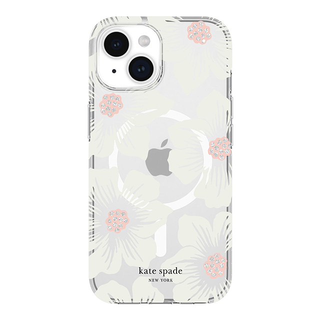 【iPhone15/14/13 ケース】Protective Hardshell Case for MagSafe (Hollyhock Cream/Blush/Translucent White/Glitter Flower Centers/Black Logo)goods_nameサブ画像